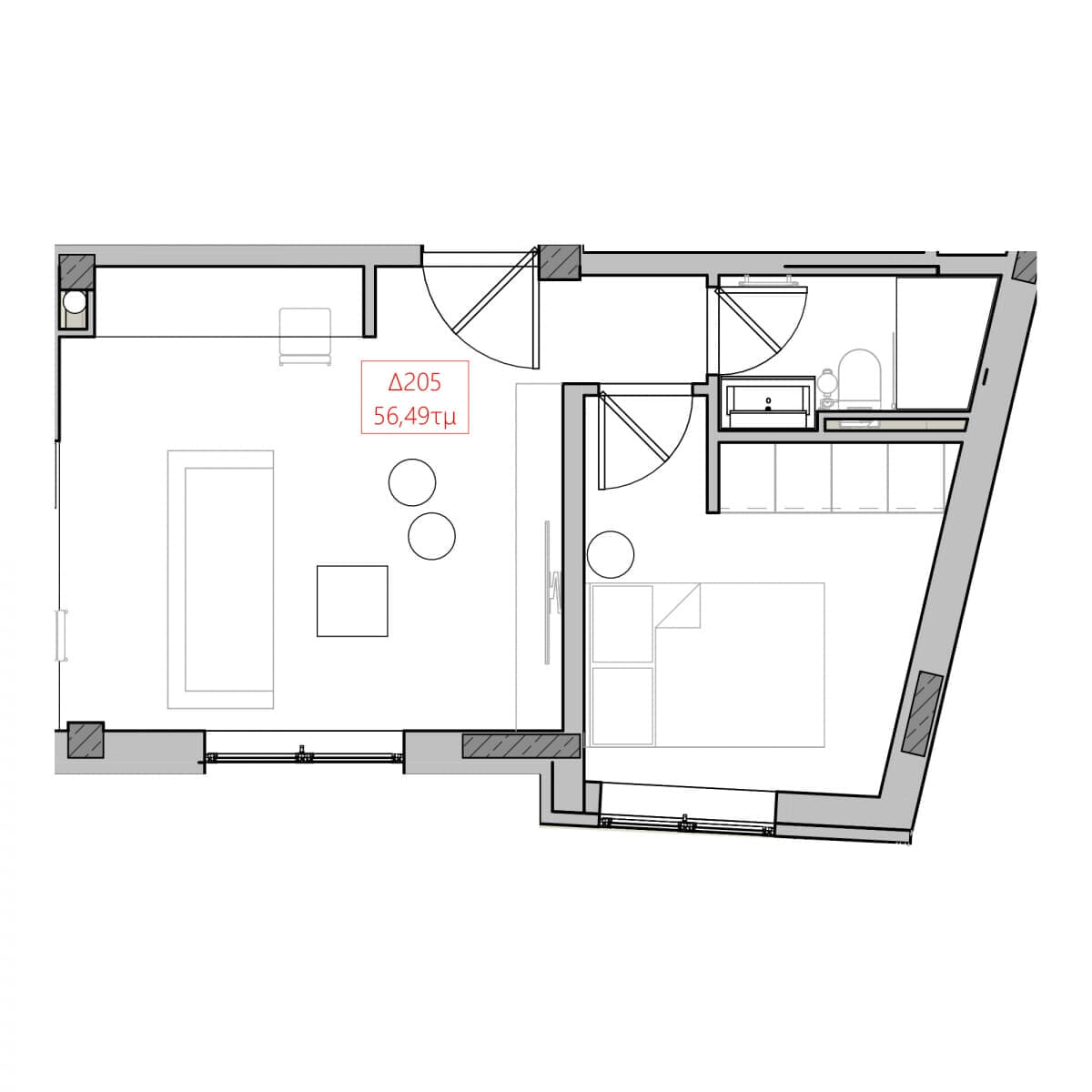 One Bedroom Apartment (Δ205)