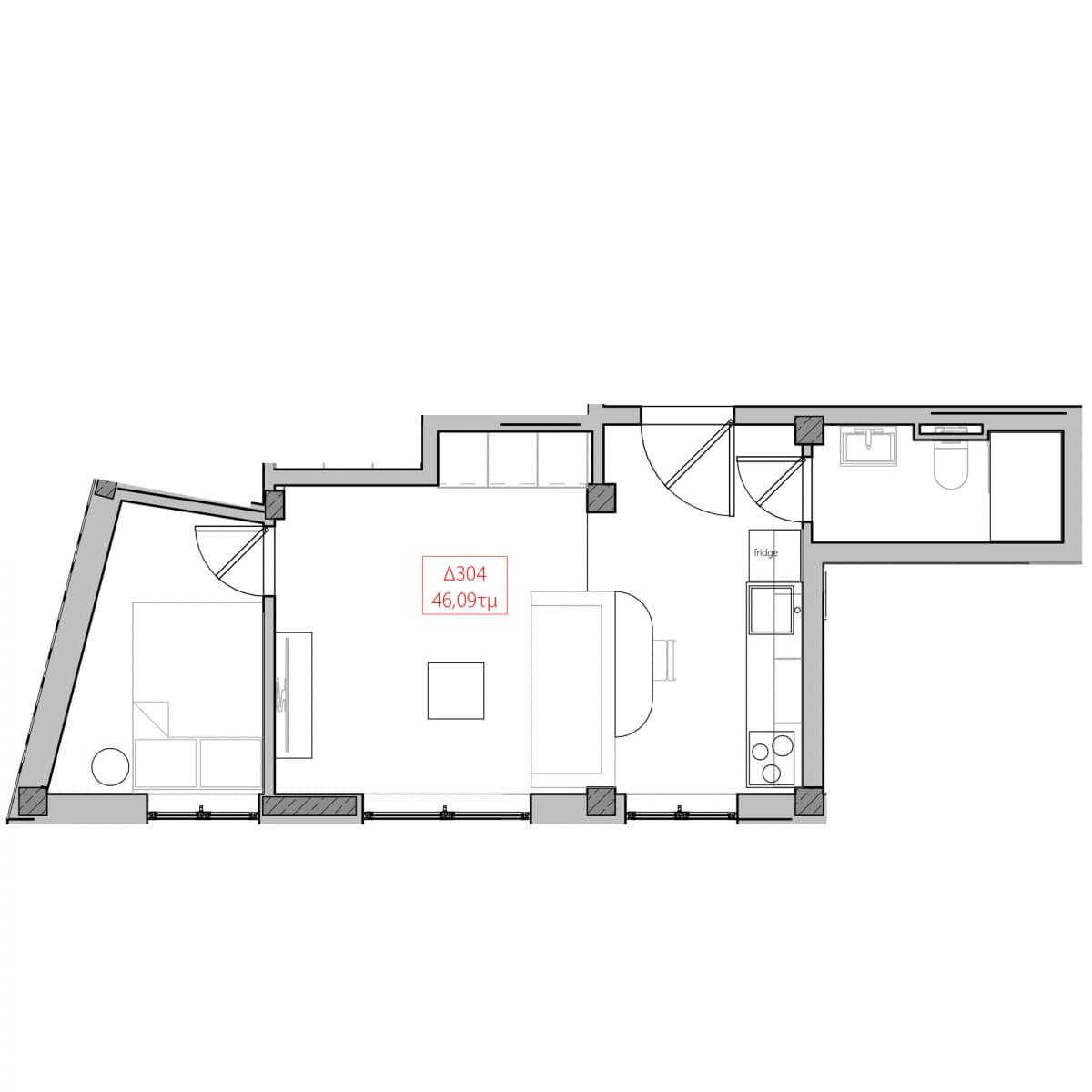 One Bedroom Apartment (Δ304)